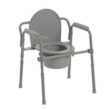 Load image into Gallery viewer, Drive Medical 11148-1 Steel Folding Bedside Commode, Grey, Bariatric
